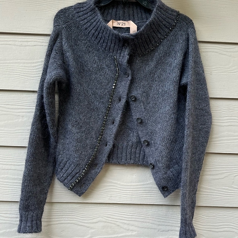 N21 43% wool,29% mohair,28% polyamide cardigan